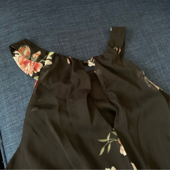 XHILARATION Black Floral Halter-Neck Dress - Picture 3 of 6